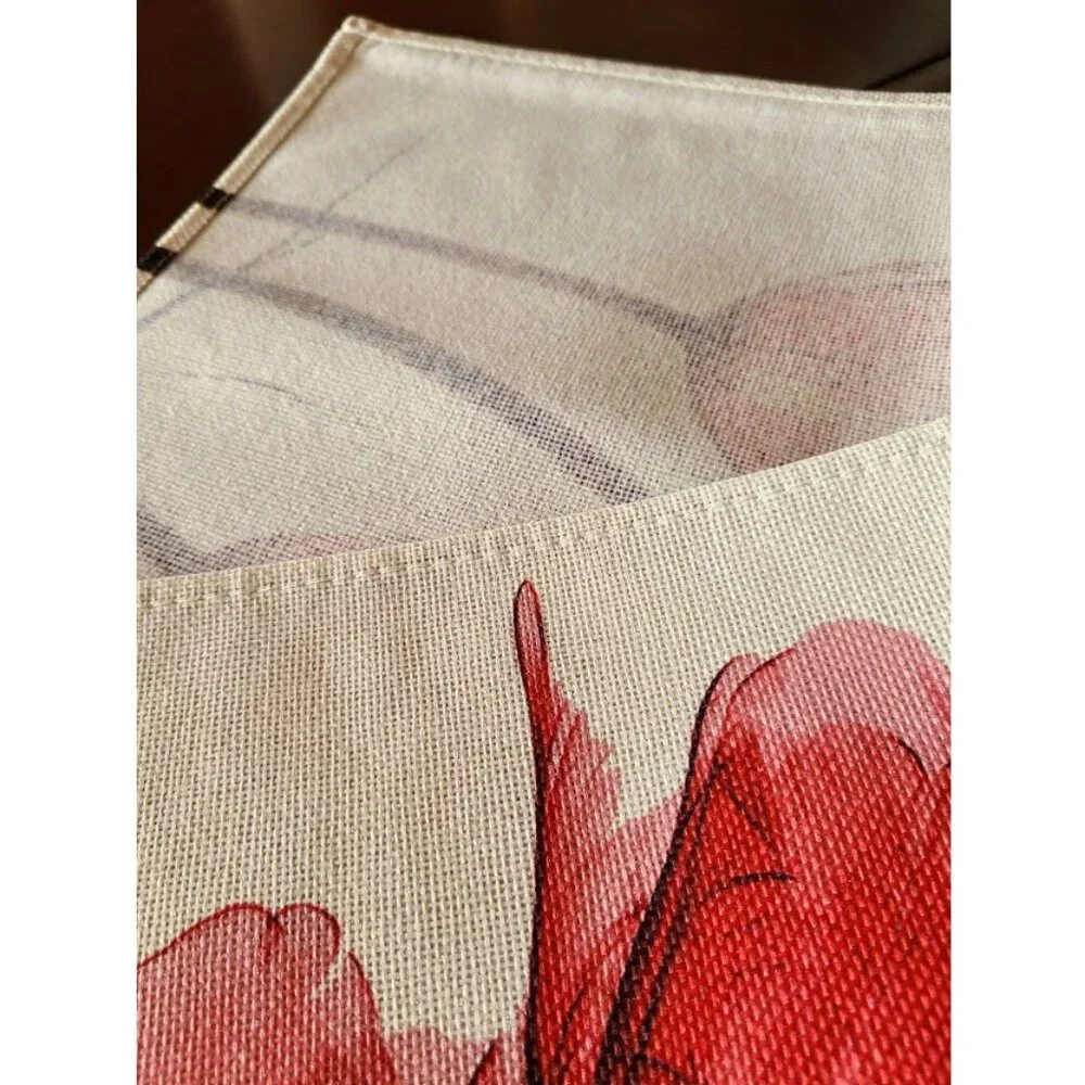 Floral Table Runner Spring Decor Farmhouse Cottage Dining Red Decorative Cloth